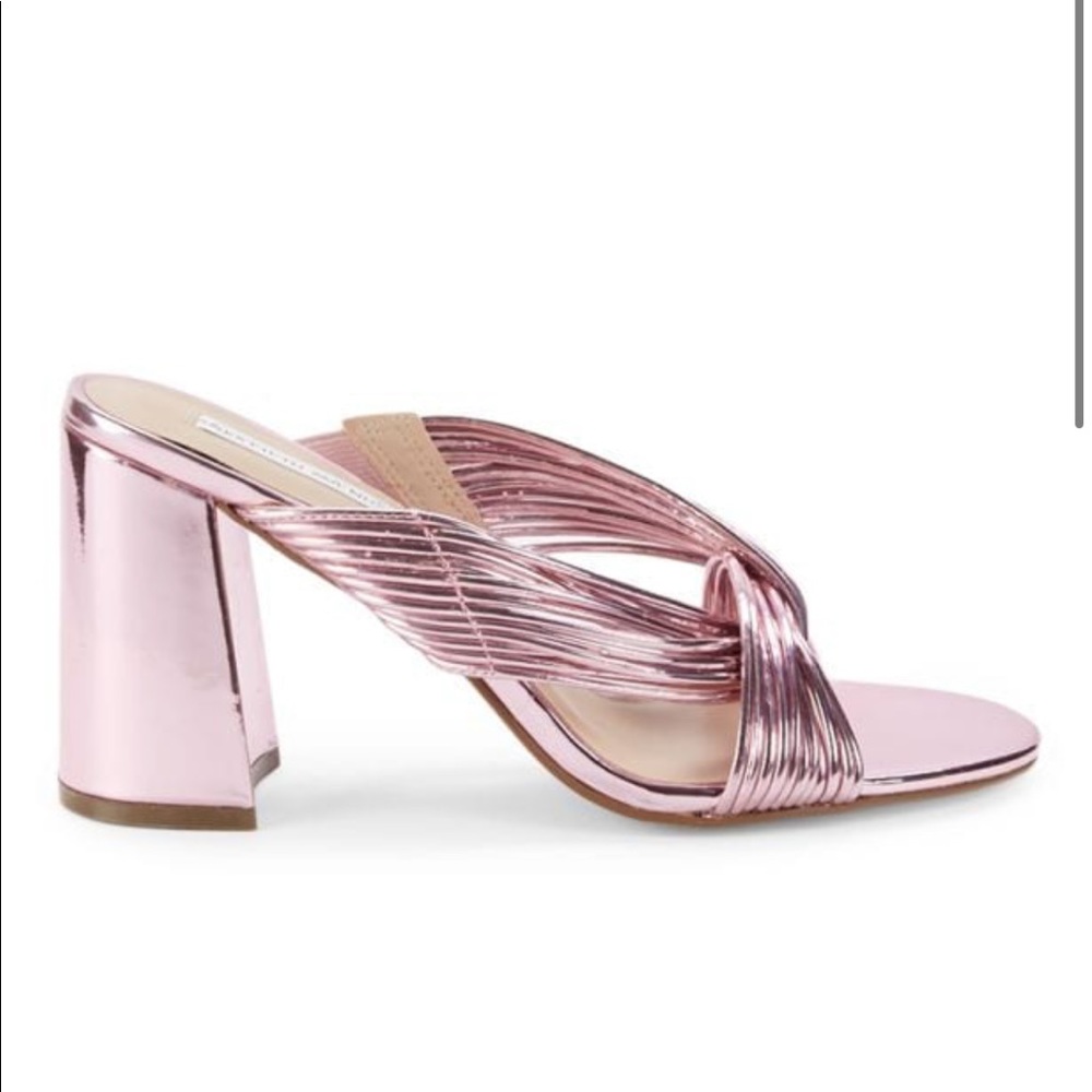 Saks Fifth Avenue Pink Metallic Block Heel Sandal